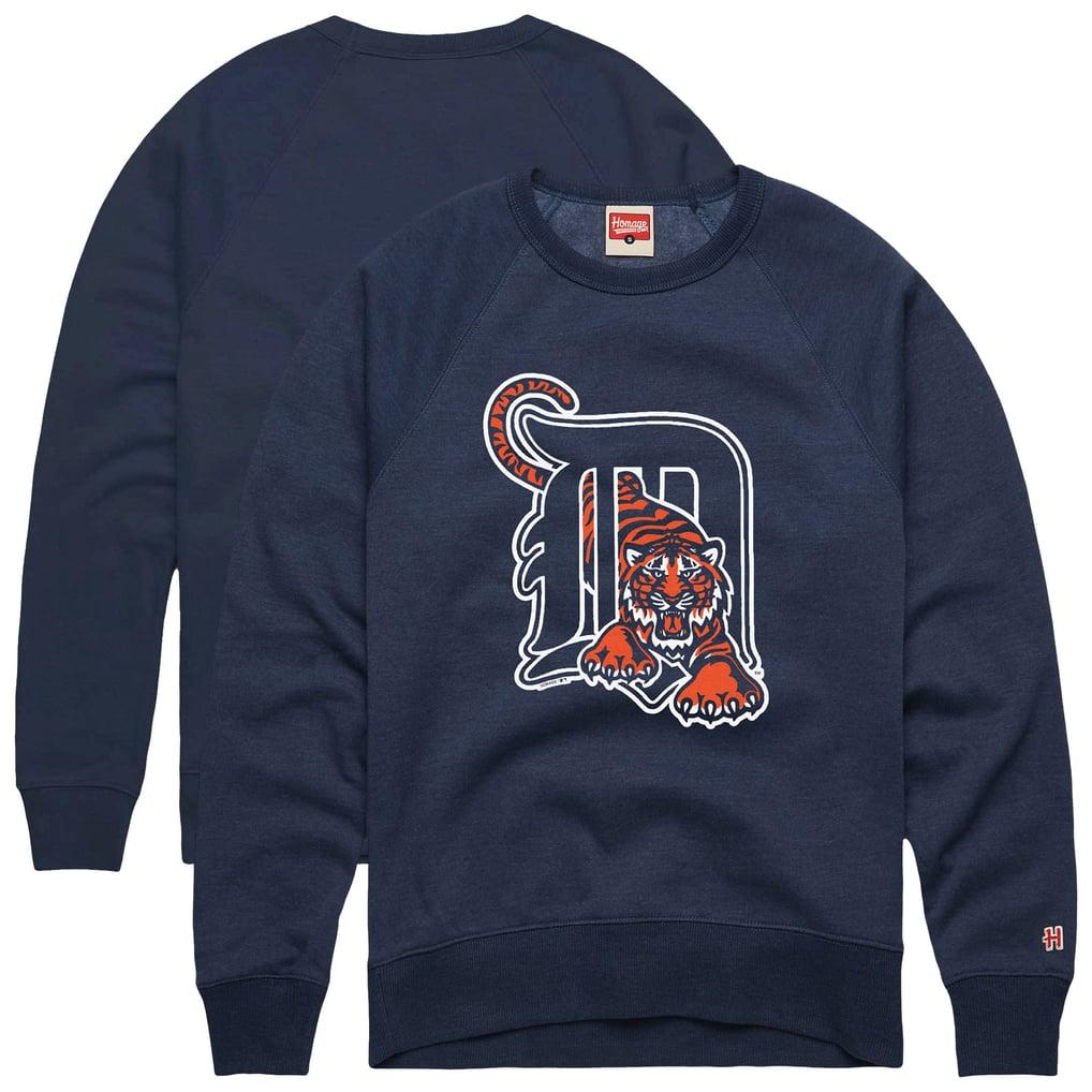  Detroit Tigers Homage Retro Tri-Blend Pullover Sweatshirt - Navy